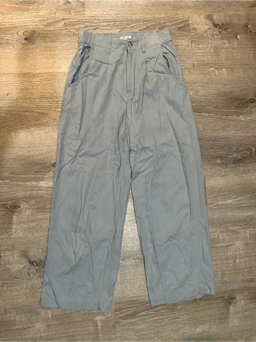 Madewell High-Rise Pleated Wide Leg Trousers Blue Size 6